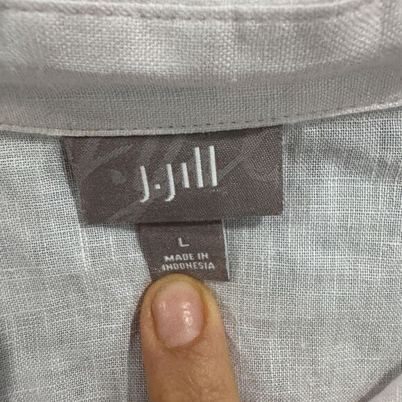 J Jill Shirt Women's Large Pink 100% Linen Button Front Long Sleeve Top Casual - Picture 3 of 8